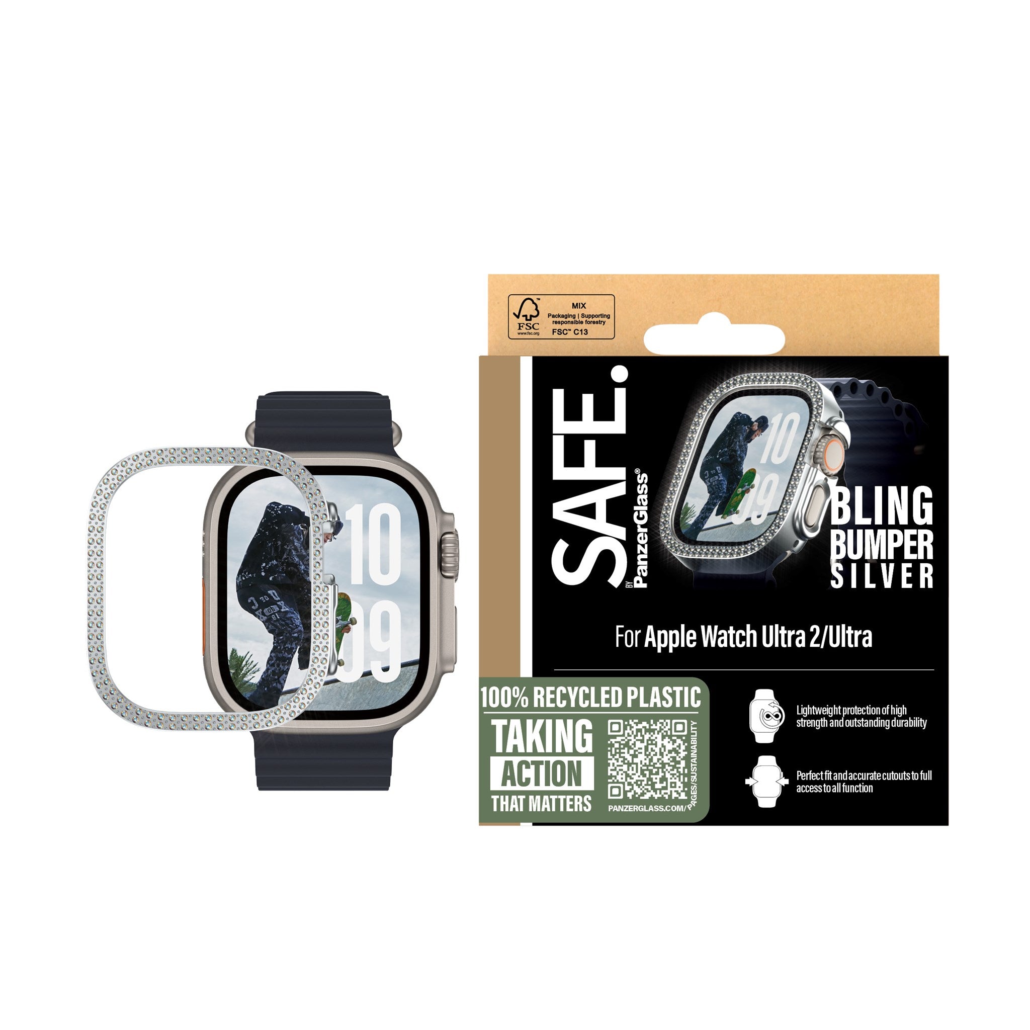 safe-by-panzerglass-bling-bumper-silber-apple-watch-ultra-49mm image 2