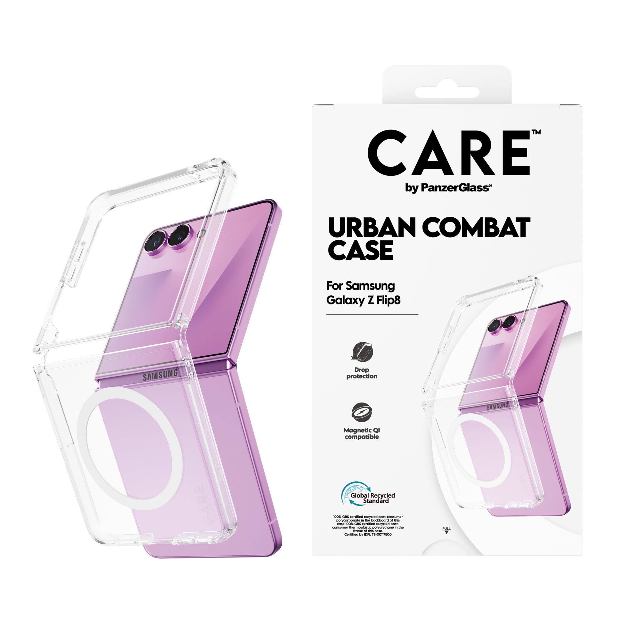 care-by-panzerglass-urban-combat-case-transparent-weiss-qi-samsung-galaxy-z-flip image 2