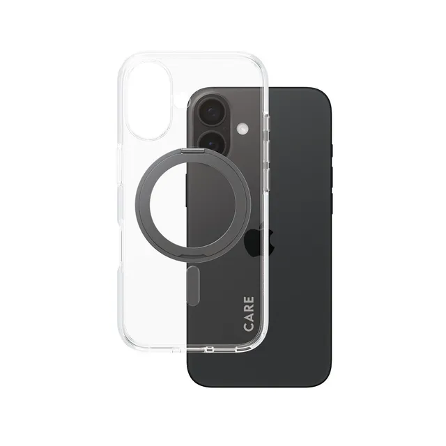 care-by-panzerglass-case-transparent-mit-schwarz-kickstand-magsafe-iphone-16 image 1
