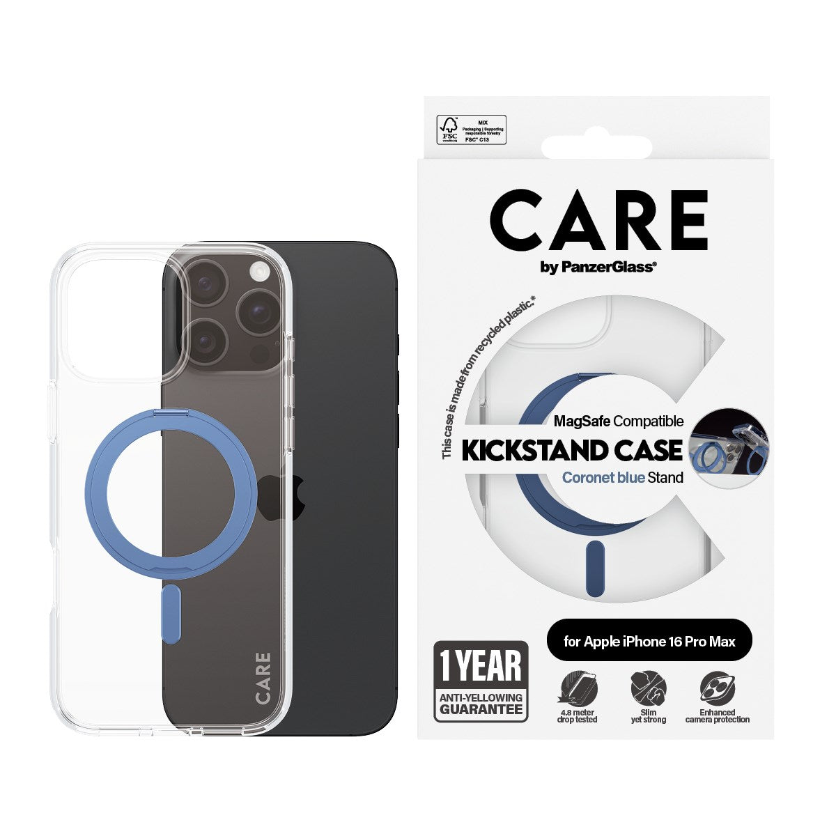 care-by-panzerglass-case-transparent-mit-blau-kickstand-magsafe-f-r-iphone-16-pr image 2