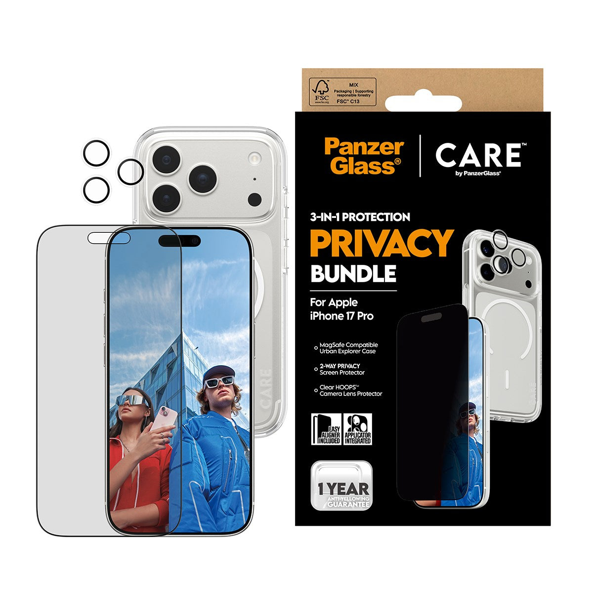 panzerglass-care-3-in-1-privacy-set-iphone-17-pro-displayschutz image 2