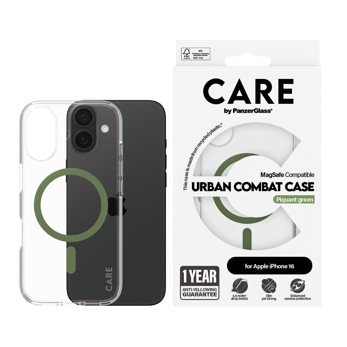 care-by-panzerglass-urban-combat-case-transparent-gr-n-magsafe-iphone-16 image 2
