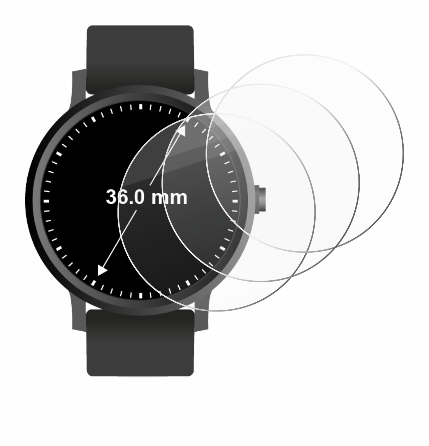 brotect-echtglas-schutzglas-f-r-runde-armbanduhren-36-mm-hd-clear-9h image 2