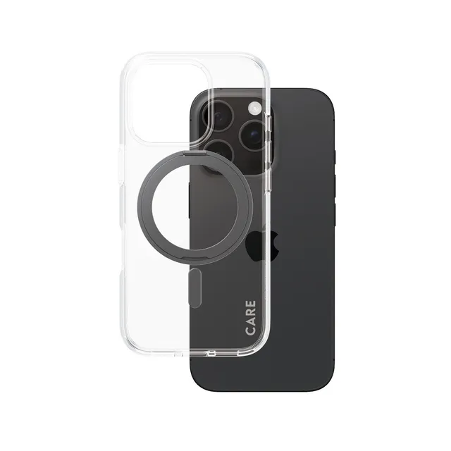 care-by-panzerglass-case-transparent-mit-schwarz-kickstand-und-magsafe-iphone-16 image 1