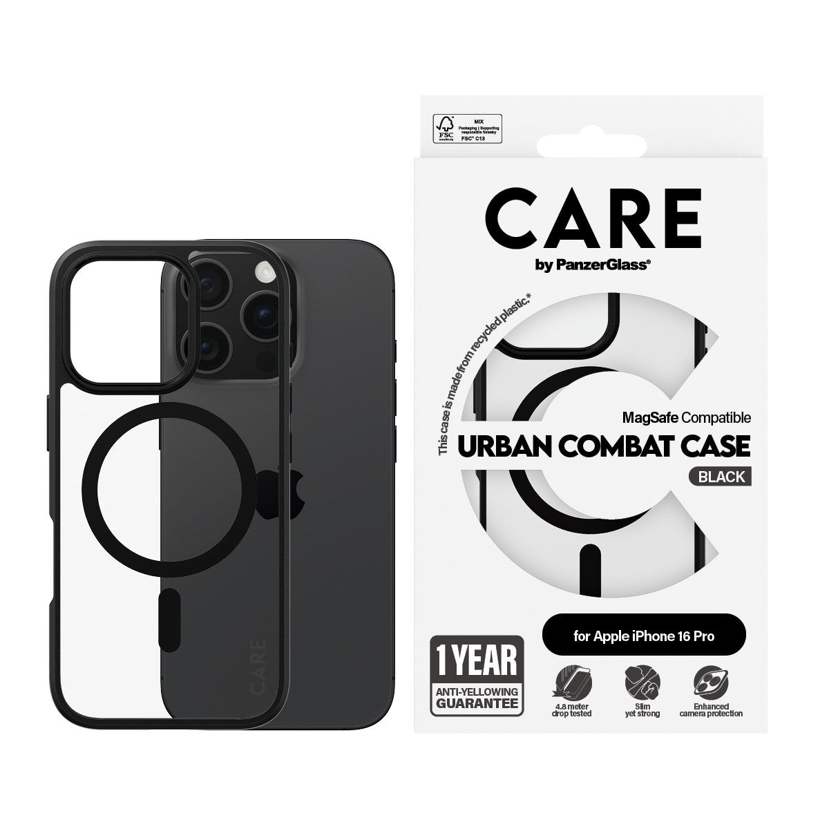 care-by-panzerglass-urban-combat-case-transparent-magsafe-iphone-16-pro image 2
