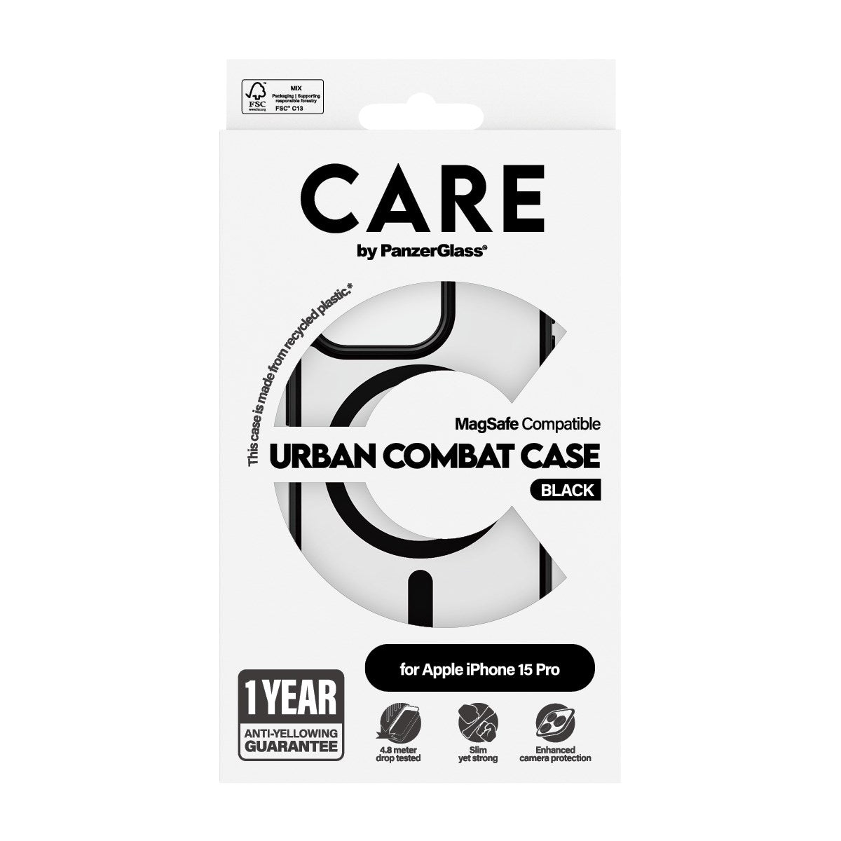 care-by-panzerglass-urban-combat-case-transparent-mit-schwarz-magsafe-iphone-15--2 image 2