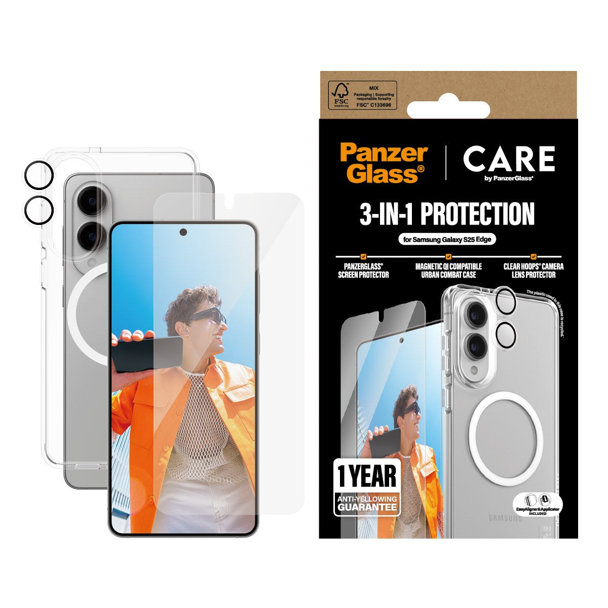 panzerglass-care-3-in-1-bundle-samsung-galaxy-s25-edge-displayschutz-h-lle-kamer image 2