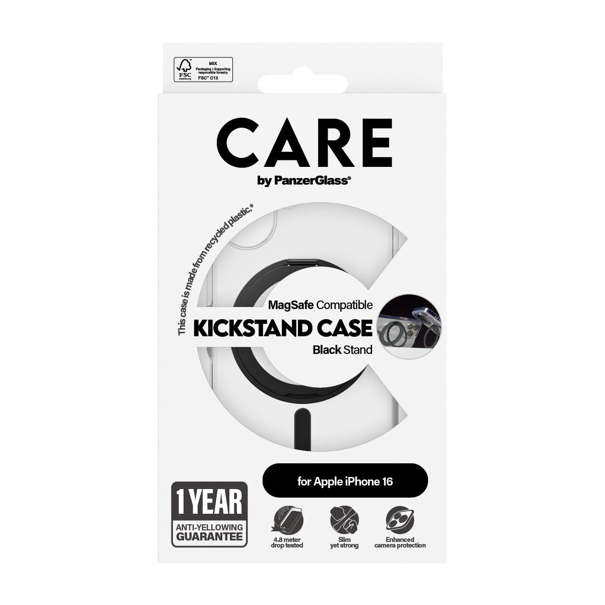 care-by-panzerglass-case-transparent-mit-schwarz-kickstand-magsafe-iphone-16 image 3