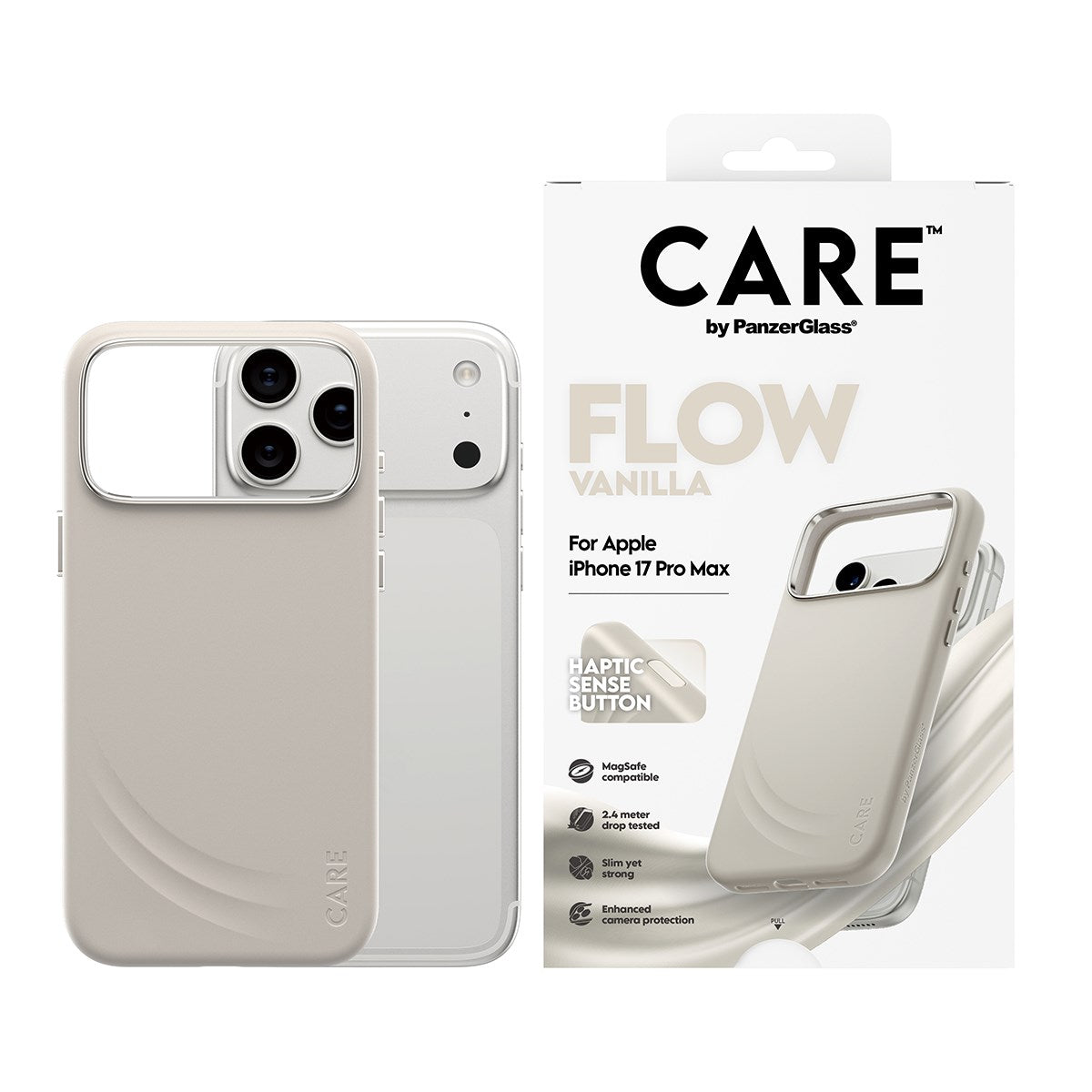 care-by-panzerglass-flow-case-vanilla-mit-haptic-button-und-magsafe-iphone-17-pr image 2