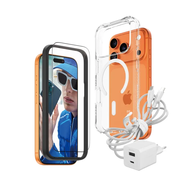 panzerglass-essential-bundle-iphone-17-pro-case-glas-35w-charger-kabel image 1