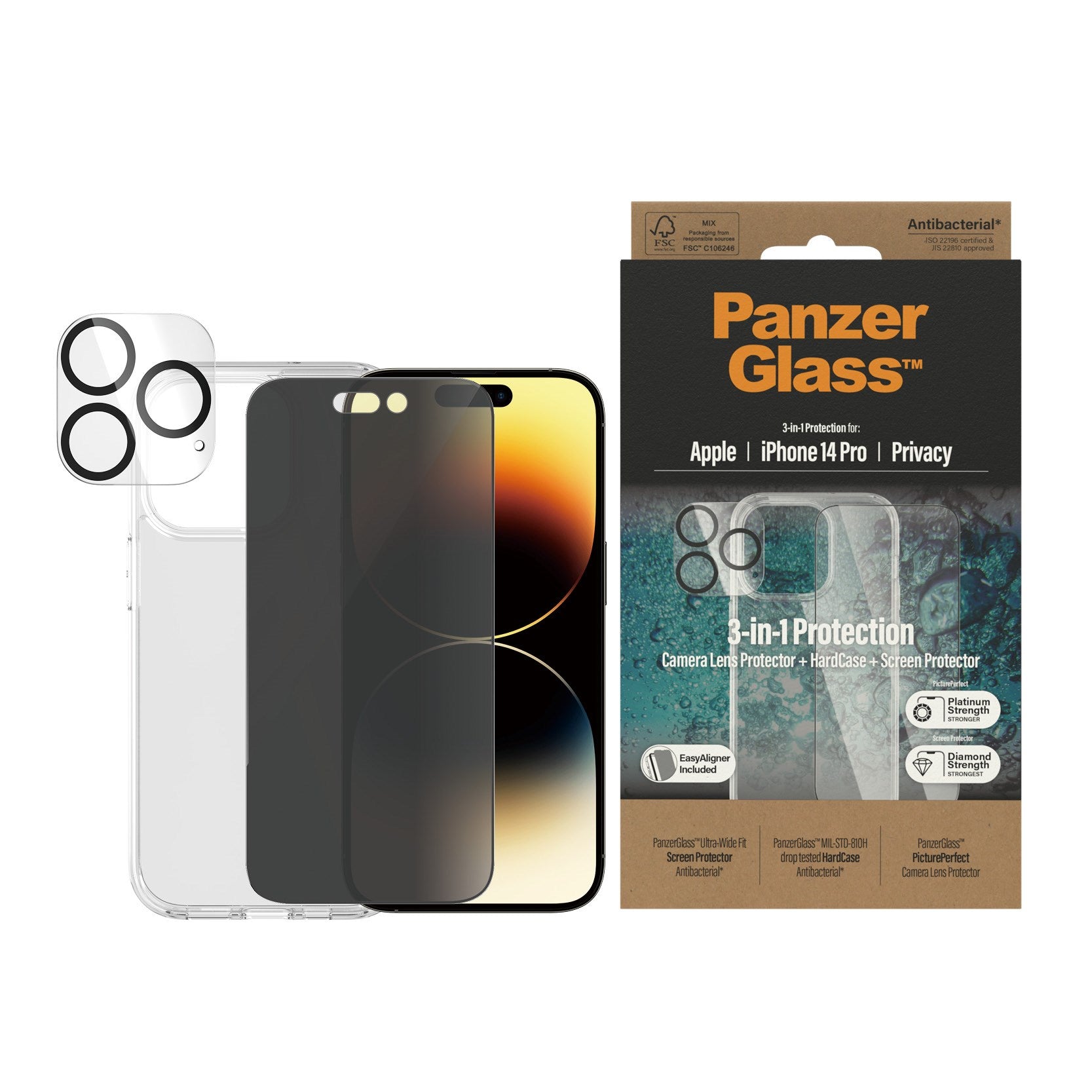 panzerglass-privacy-3-in-1-set-iphone-14-pro-hardcase-glas-kamera image 2