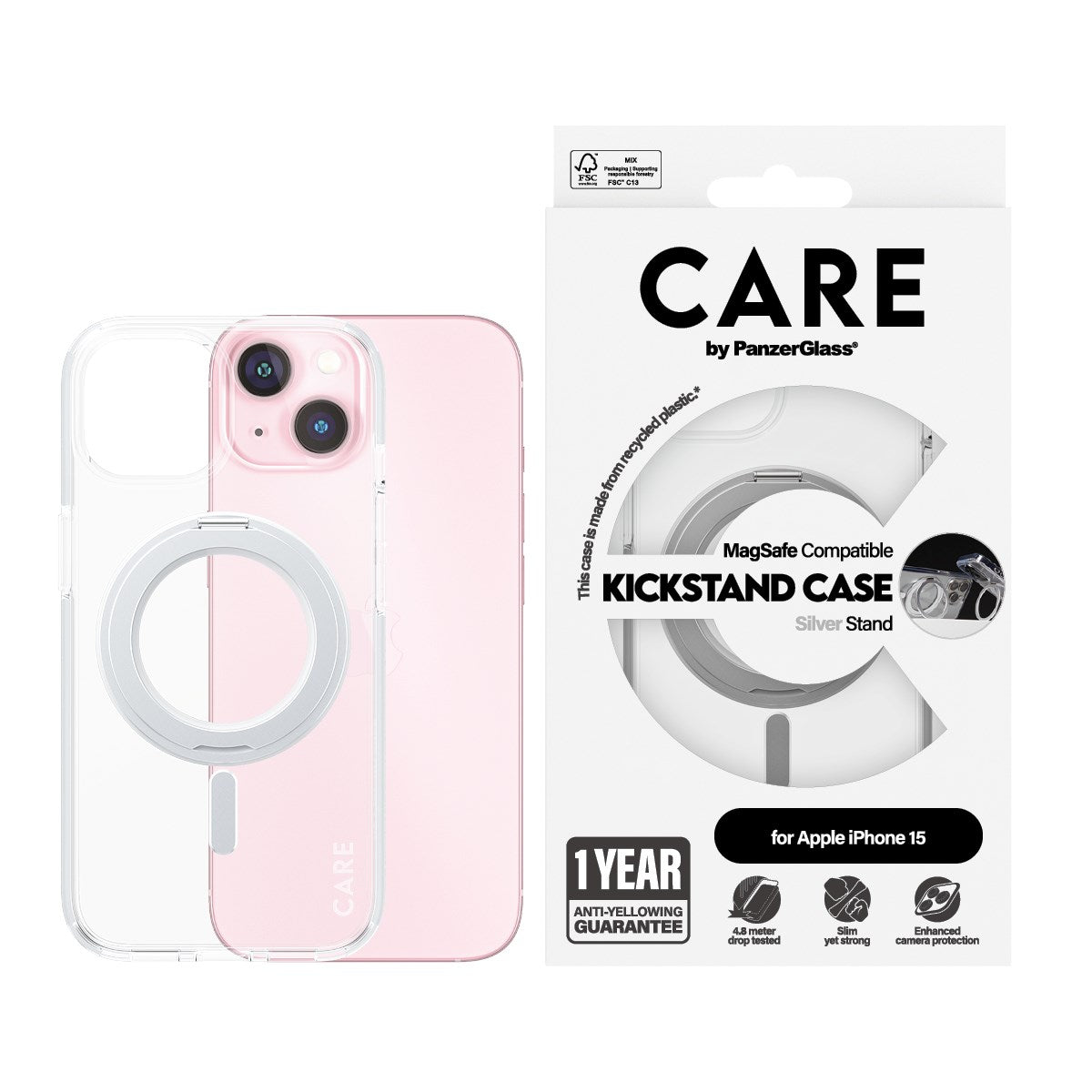 care-by-panzerglass-case-transparent-mit-silber-kickstand-magsafe-f-r-iphone-15 image 2
