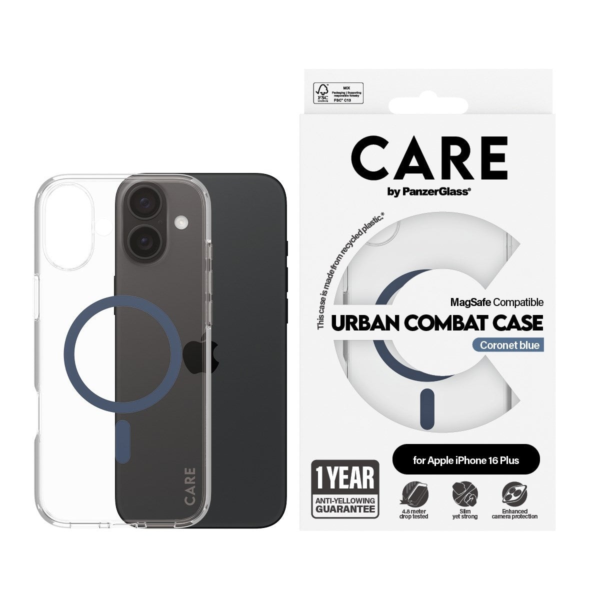 care-by-panzerglass-urban-combat-case-transparent-blau-magsafe-iphone-16-plus image 2