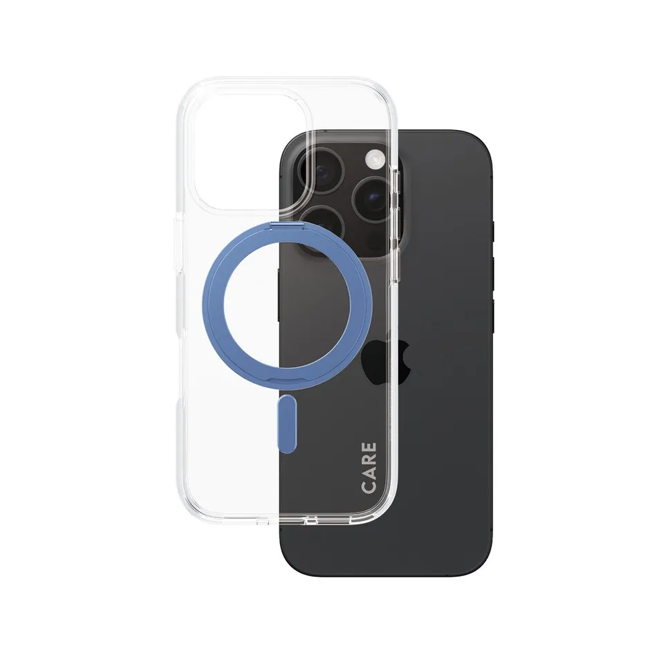 care-by-panzerglass-case-transparent-mit-blau-kickstand-magsafe-iphone-16-pro image 1