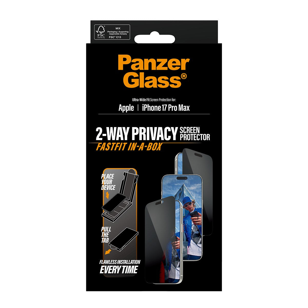 panzerglass-2-wege-privacy-displayschutz-iphone-17-pro-max-ultra-wide-fit-mit-fa image 3