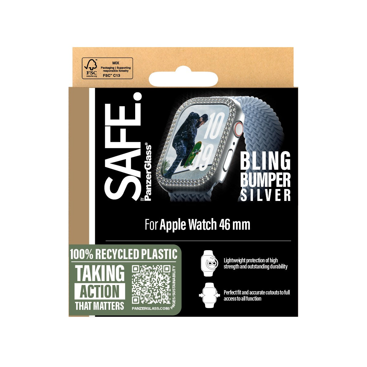 safe-by-panzerglass-bling-bumper-silber-apple-watch-series-11-10-46mm image 3