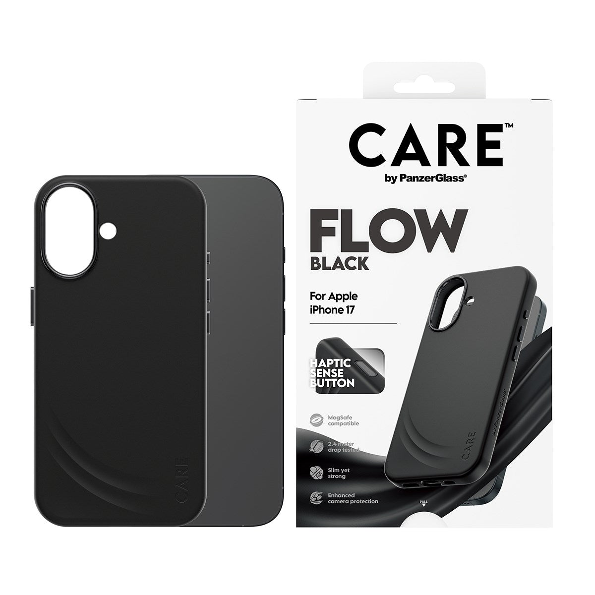 care-by-panzerglass-flow-case-schwarz-mit-haptic-button-und-magsafe-apple-iphone image 2