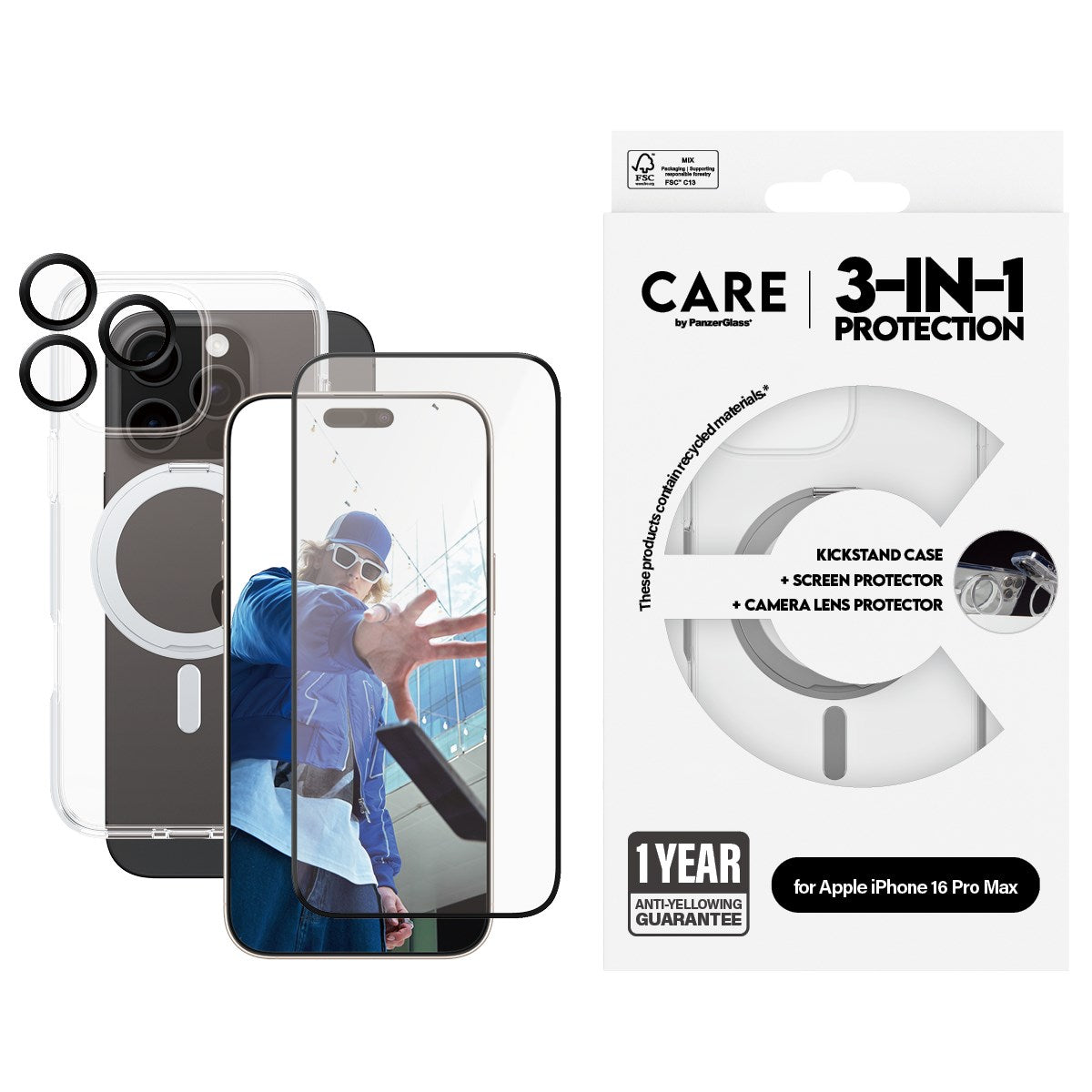 care-by-panzerglass-3-in-1-ceramic-set-transparent-iphone-16-pro-max image 2