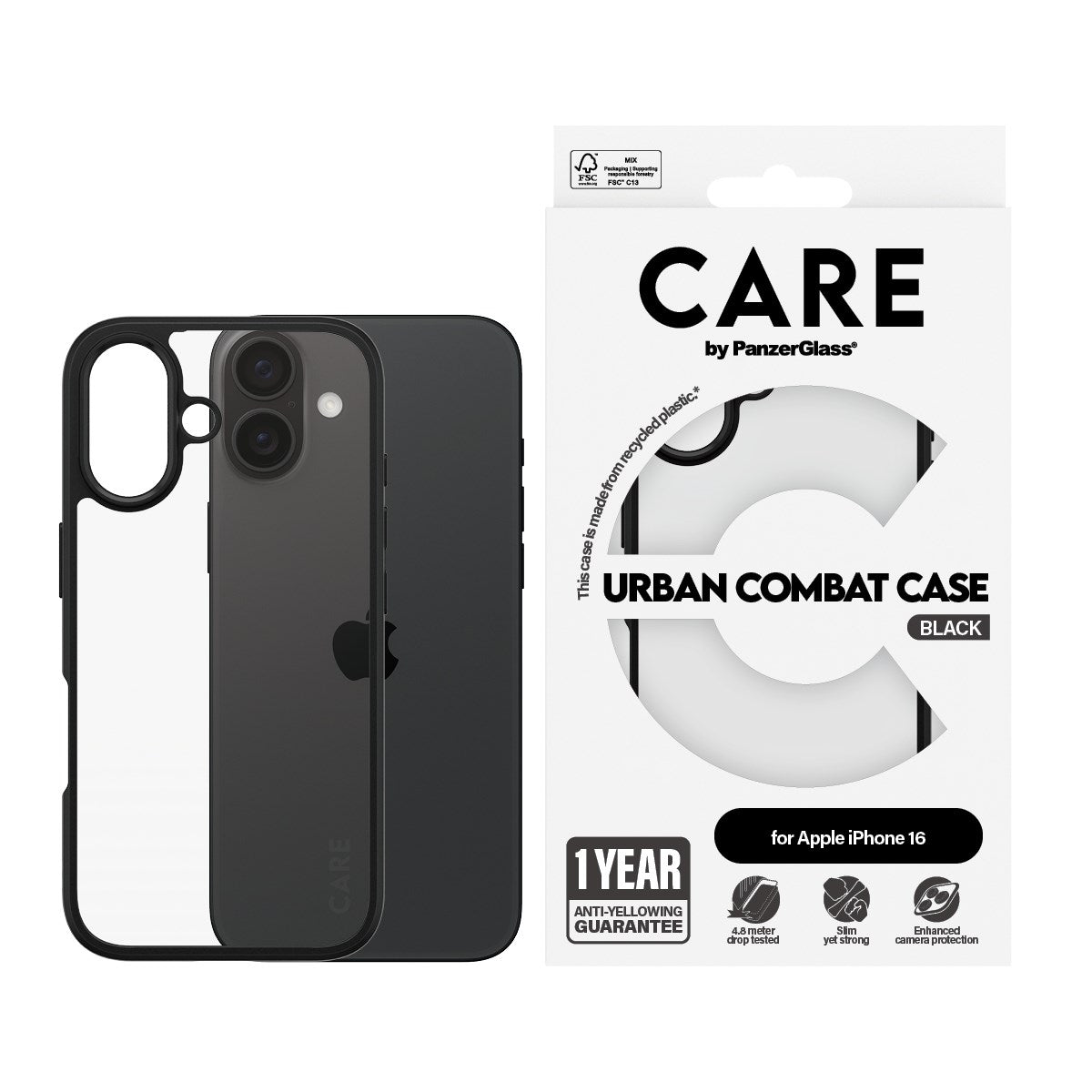 panzerglass-care-urban-combat-case-transparent-iphone-16 image 2