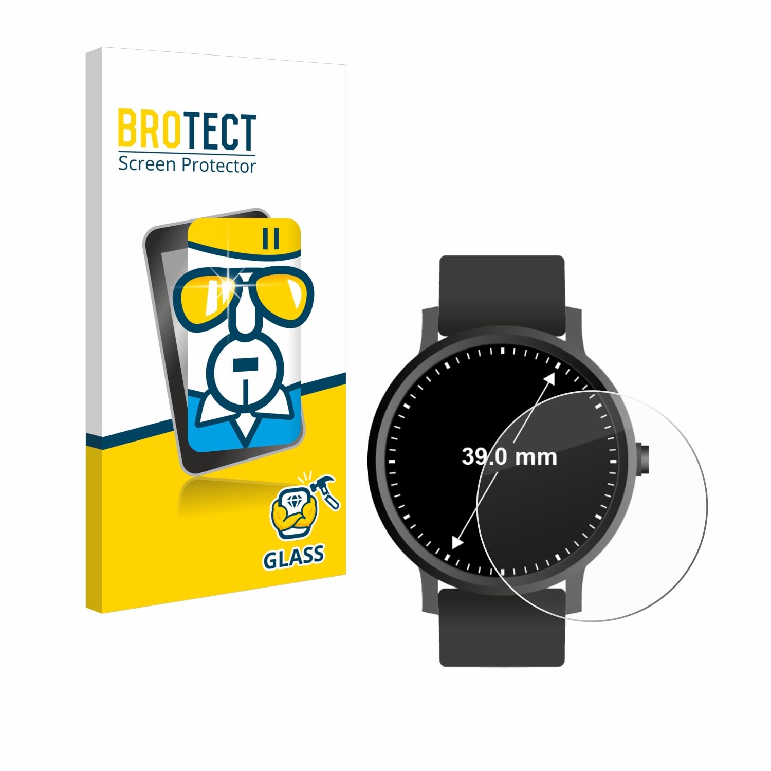 brotect-airglass-schutzglas-klar-f-r-runde-armbanduhren-39-mm image 1