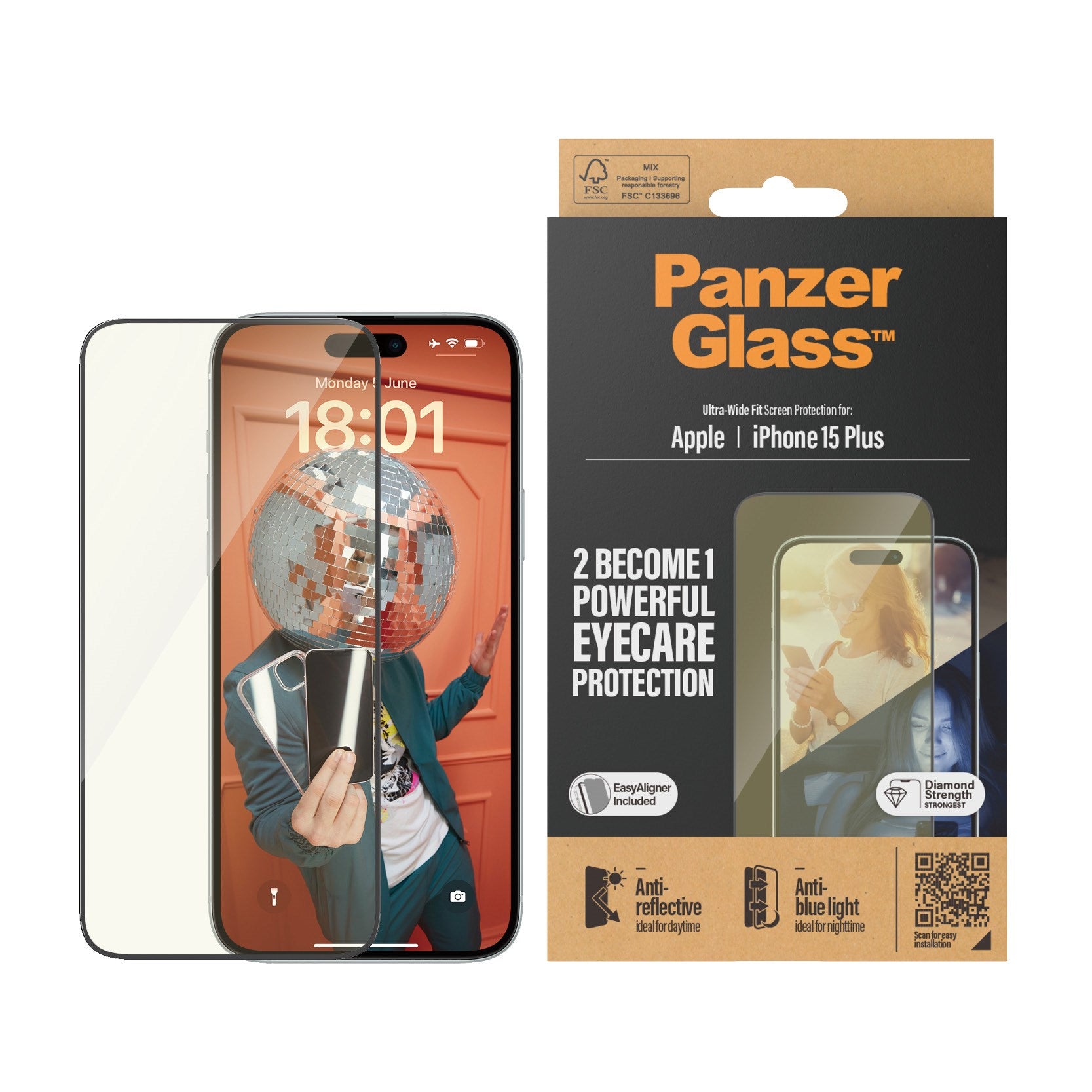 panzerglass-eyecare-displayschutz-iphone-15-plus-ultra-wide-fit-mit-easyaligner image 2