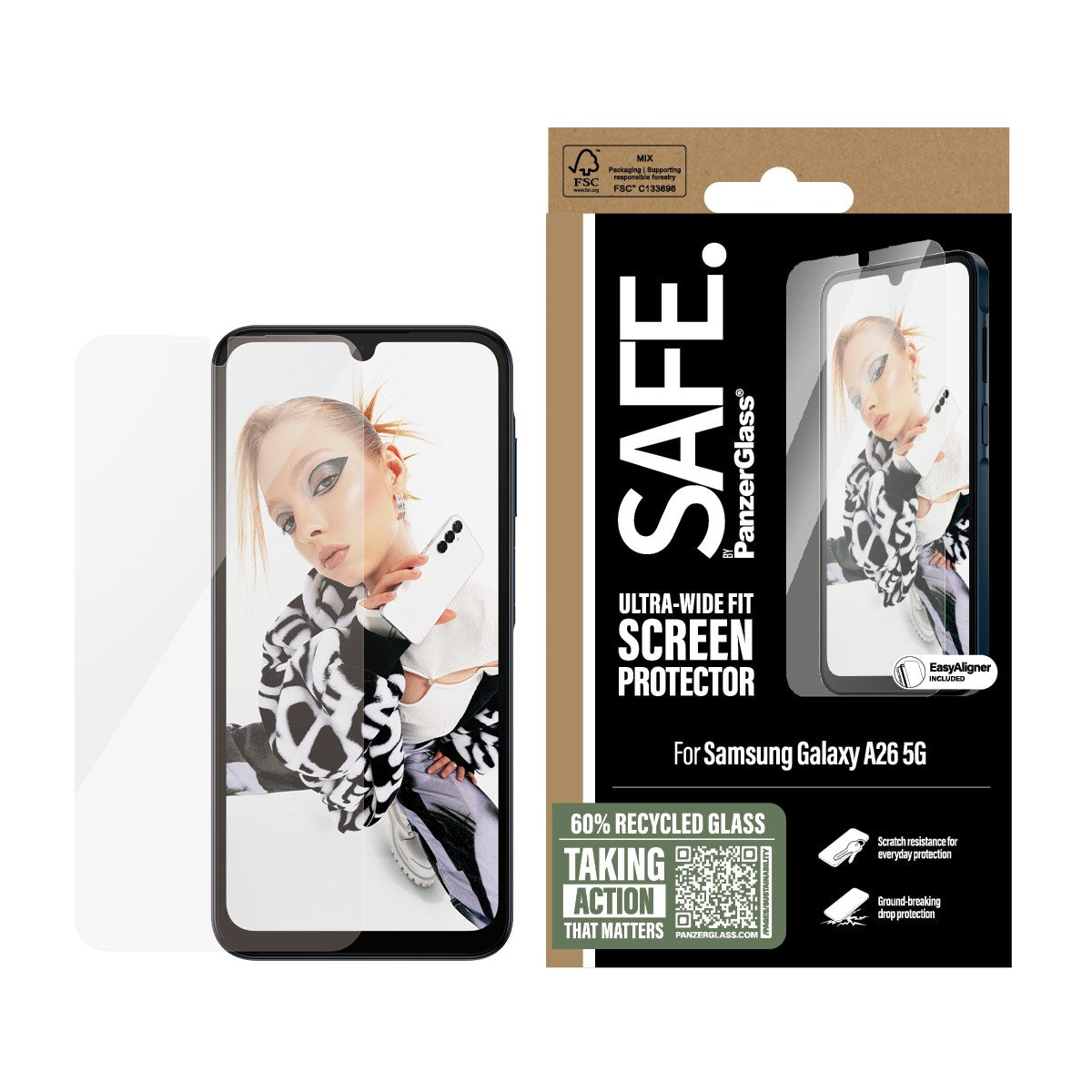 safe-by-panzerglass-displayschutz-samsung-galaxy-a26-5g-ultra-wide-fit-mit-easya image 2