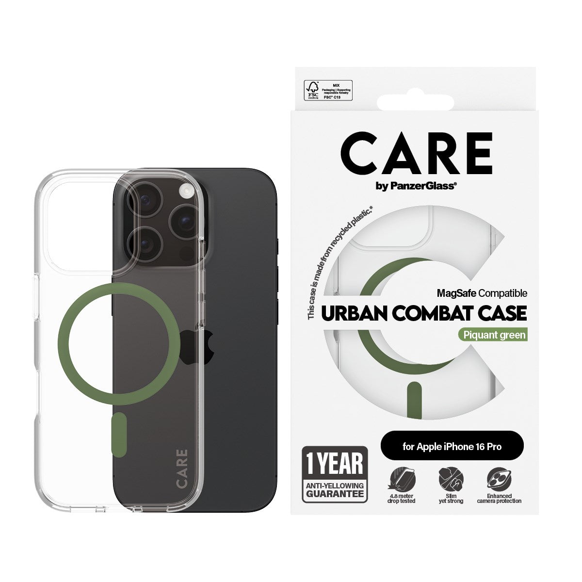 care-by-panzerglass-urban-combat-case-transparent-gr-n-magsafe-iphone-16-pro image 2