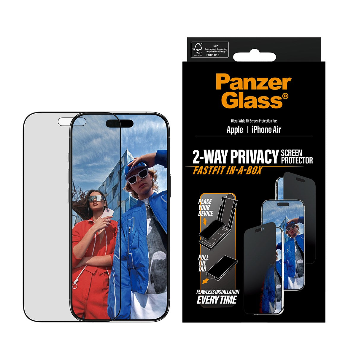 panzerglass-2-way-privacy-displayschutz-iphone-air-ultra-wide-fit-mit-fastfit-in image 2