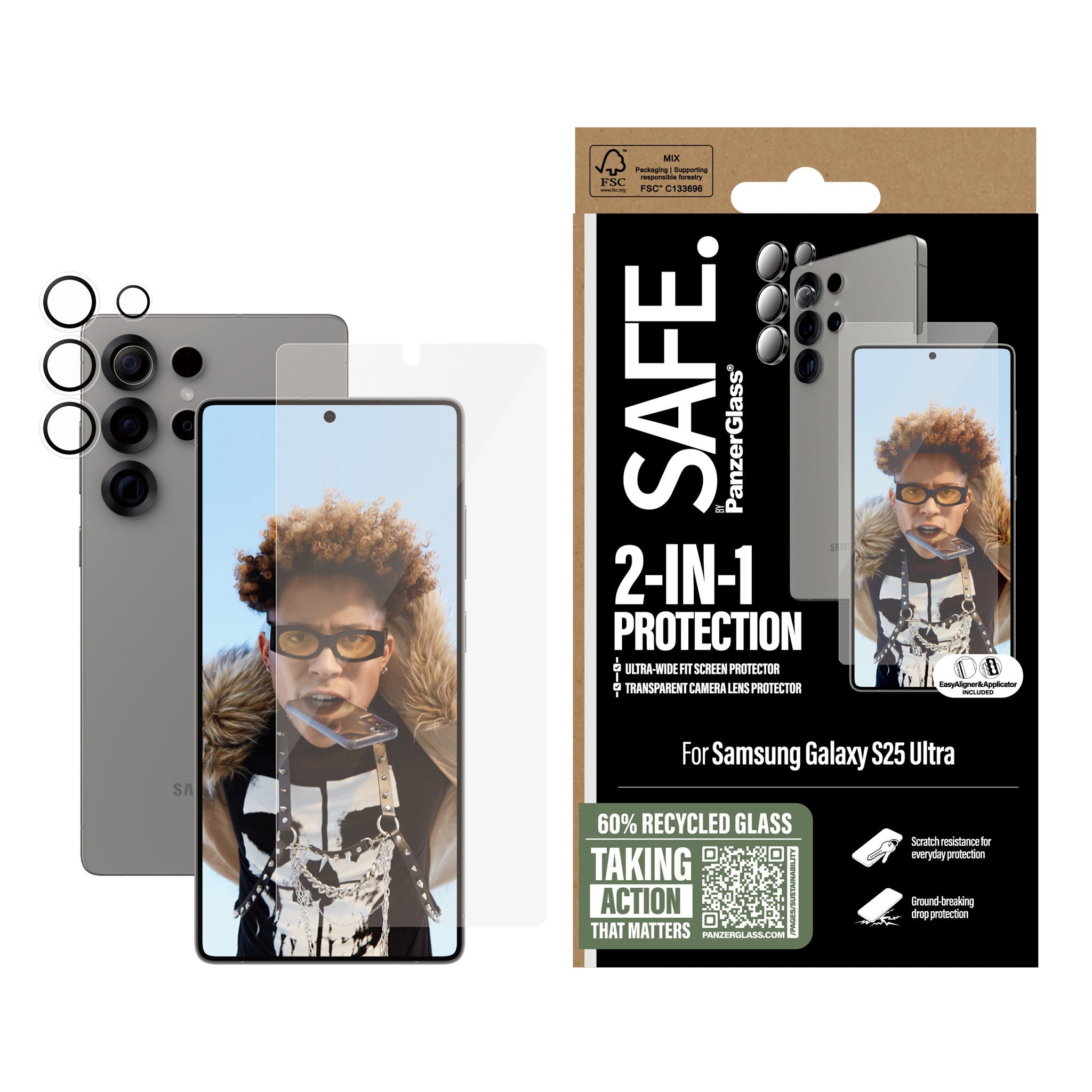 safe-by-panzerglass-2-in-1-set-displayschutz-kameraschutz-samsung-galaxy-s25-ult image 2