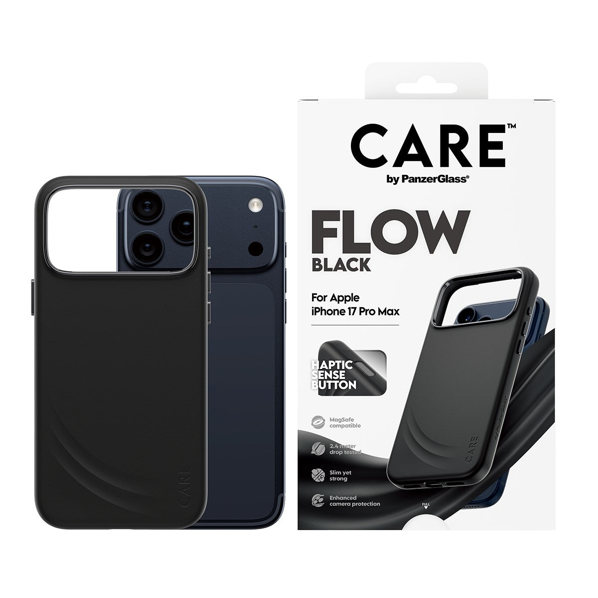 care-by-panzerglass-flow-case-schwarz-mit-haptic-button-und-magsafe-iphone-17-pr image 2