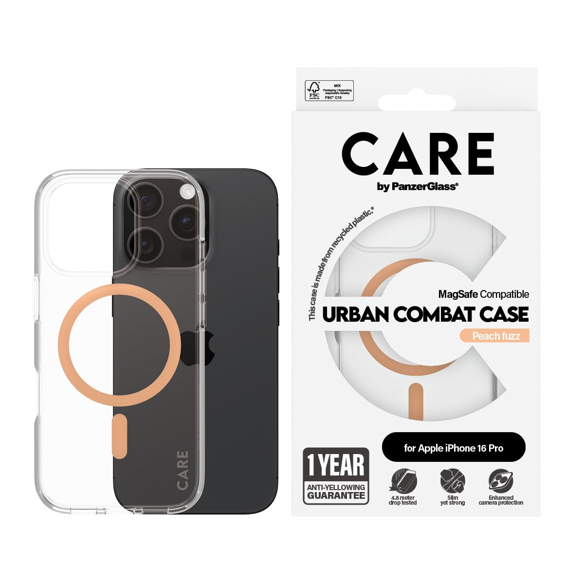 care-by-panzerglass-urban-combat-case-transparent-mit-peachy-magsafe-iphone-16-p image 2