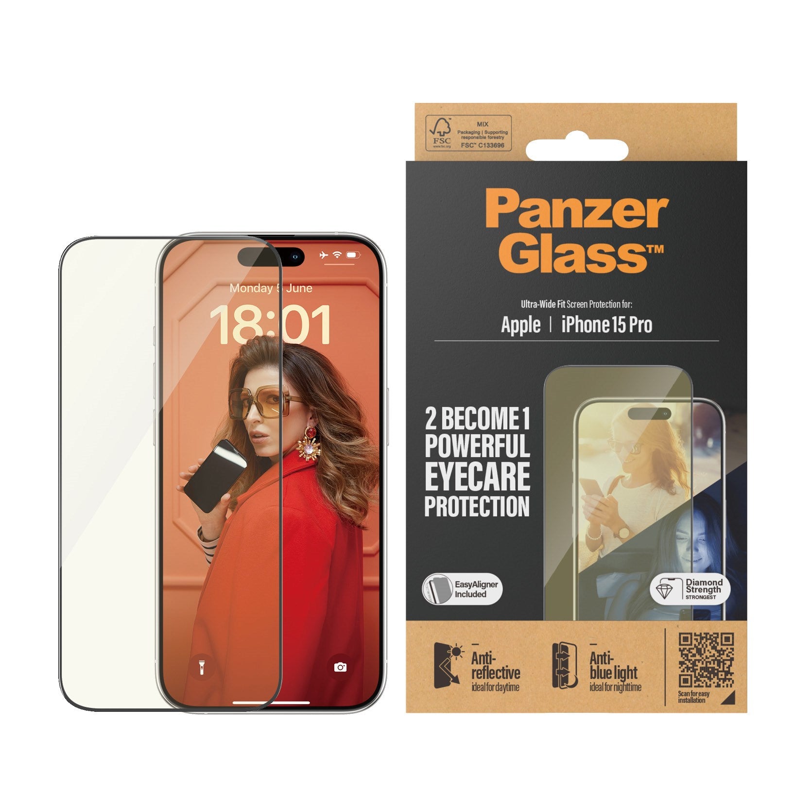 panzerglass-eyecare-displayschutz-iphone-15-pro-ultra-wide-fit-mit-easyaligner image 2