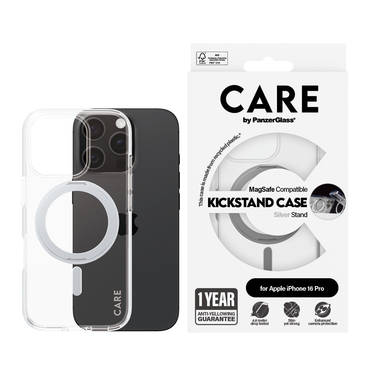 care-by-panzerglass-case-transparent-mit-silber-kickstand-und-magsafe-iphone-16--2 image 2