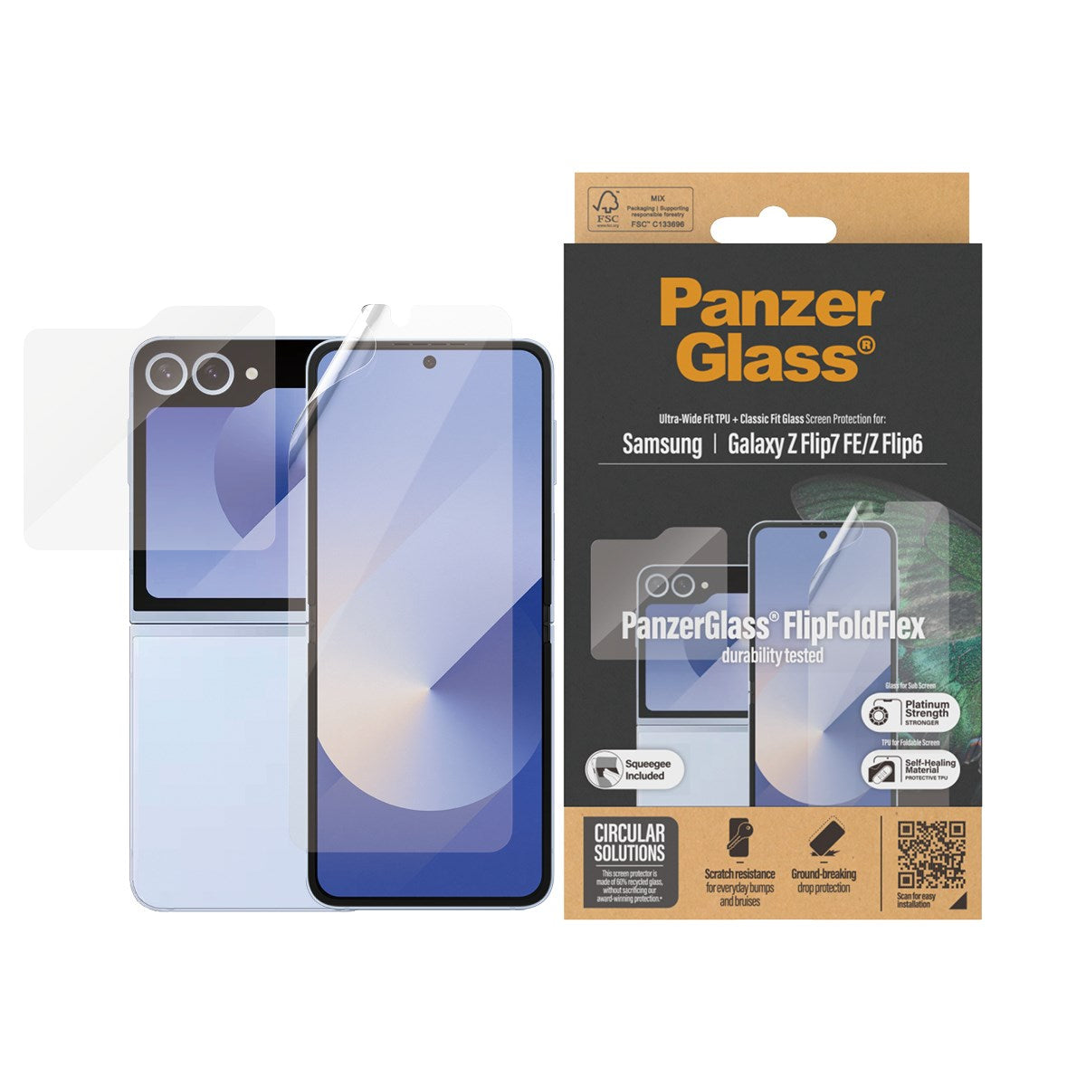 panzerglass-displayschutz-samsung-galaxy-z-flip7-fe-flip6-2-in-1-glass-folie-set image 2
