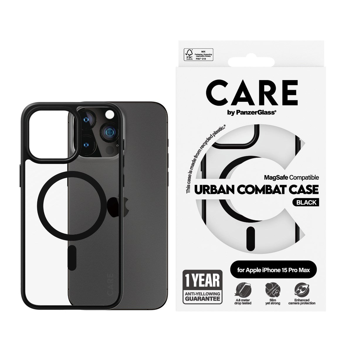 care-by-panzerglass-urban-combat-case-transparent-mit-schwarz-magsafe-iphone-15- image 2