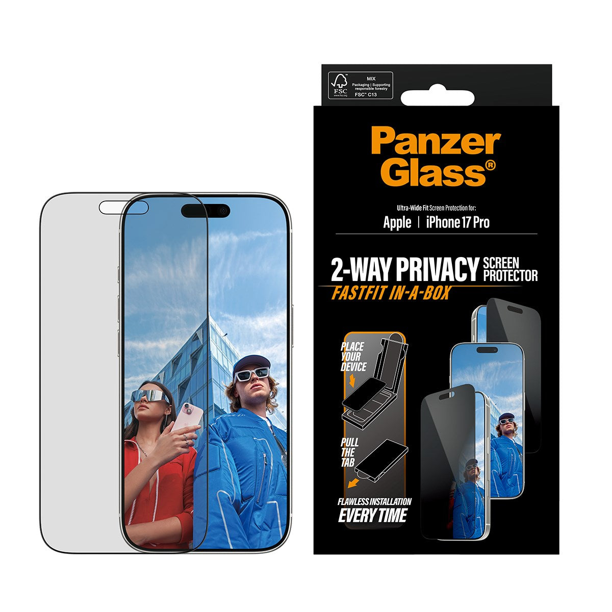 panzerglass-2-way-privacy-displayschutz-ultra-wide-fit-mit-fastfit-f-r-iphone-17 image 2