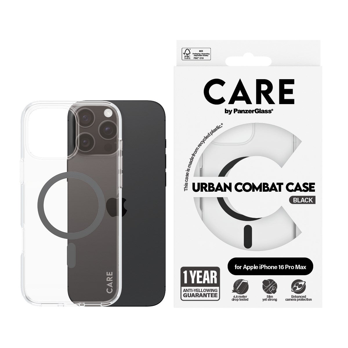 care-by-panzerglass-urban-combat-case-transparent-schwarz-magsafe-iphone-16-pro- image 2
